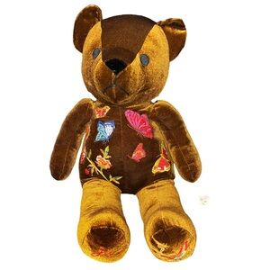 Johnny Was Aria Bear Plush Velvet Floral Butterfly Teddy NWT
